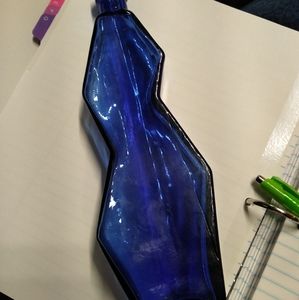 Cobalt handblown glass bottle